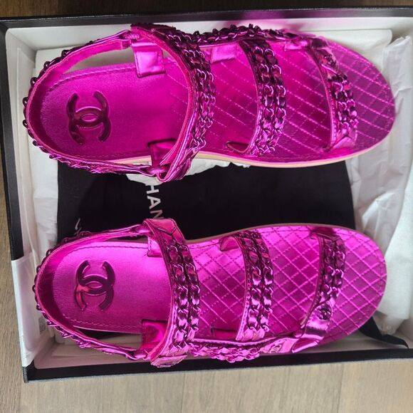 Chanel Pink sandals shoes size 40 New - Picture 4 of 13